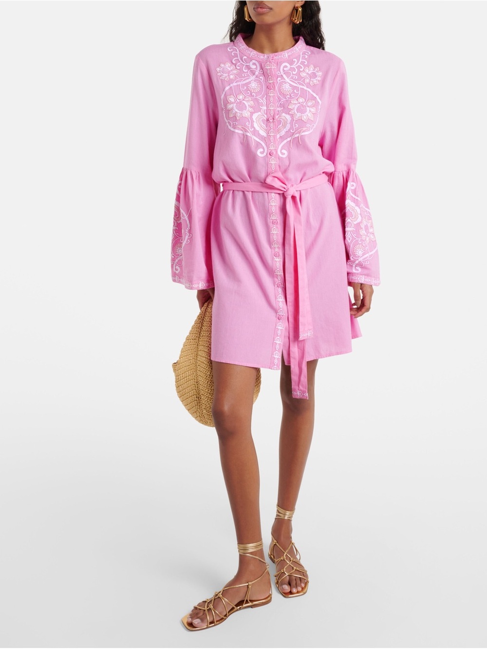 NWT Melissa Odabash Pink Embroidered Mini Dress